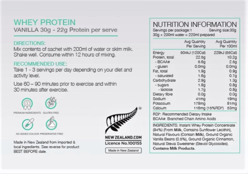 PURE Whey Protein - 30g sachet / 1 serves